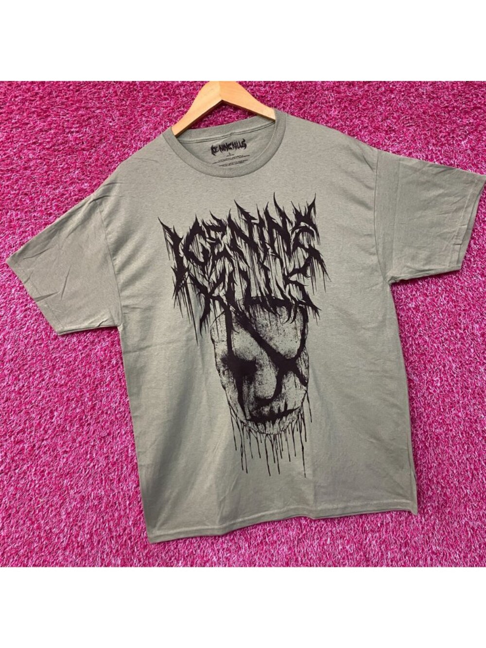 Ice Nine Inch Kills Silence Mask Rock Green Tee size Large - Picture 3 of 4